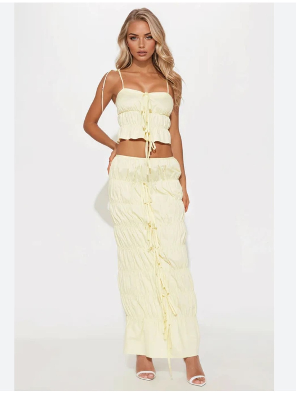Sweet Essence Fashion Nova Yellow Maxi Dress Two-Piece Set M - Picture 3 of 6